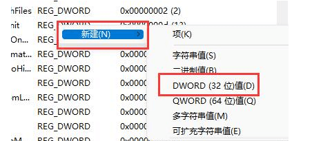 新建一个dword32位值