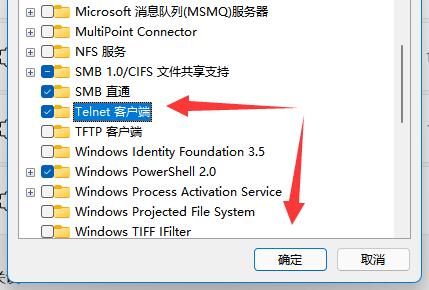 勾选telnet客户端