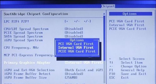 选择internal VGA First