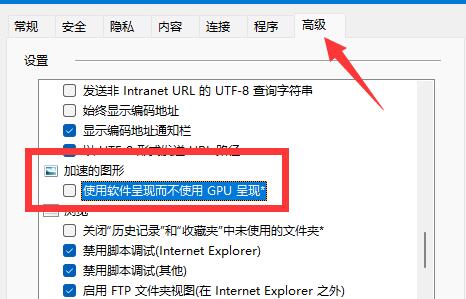 取消勾选使用软件呈现而不使用gpu呈现